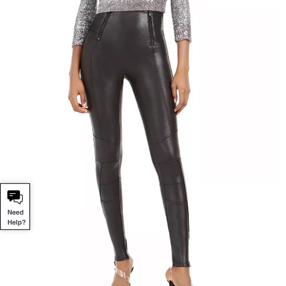 Rare SPANX faux leather leggings with zippers